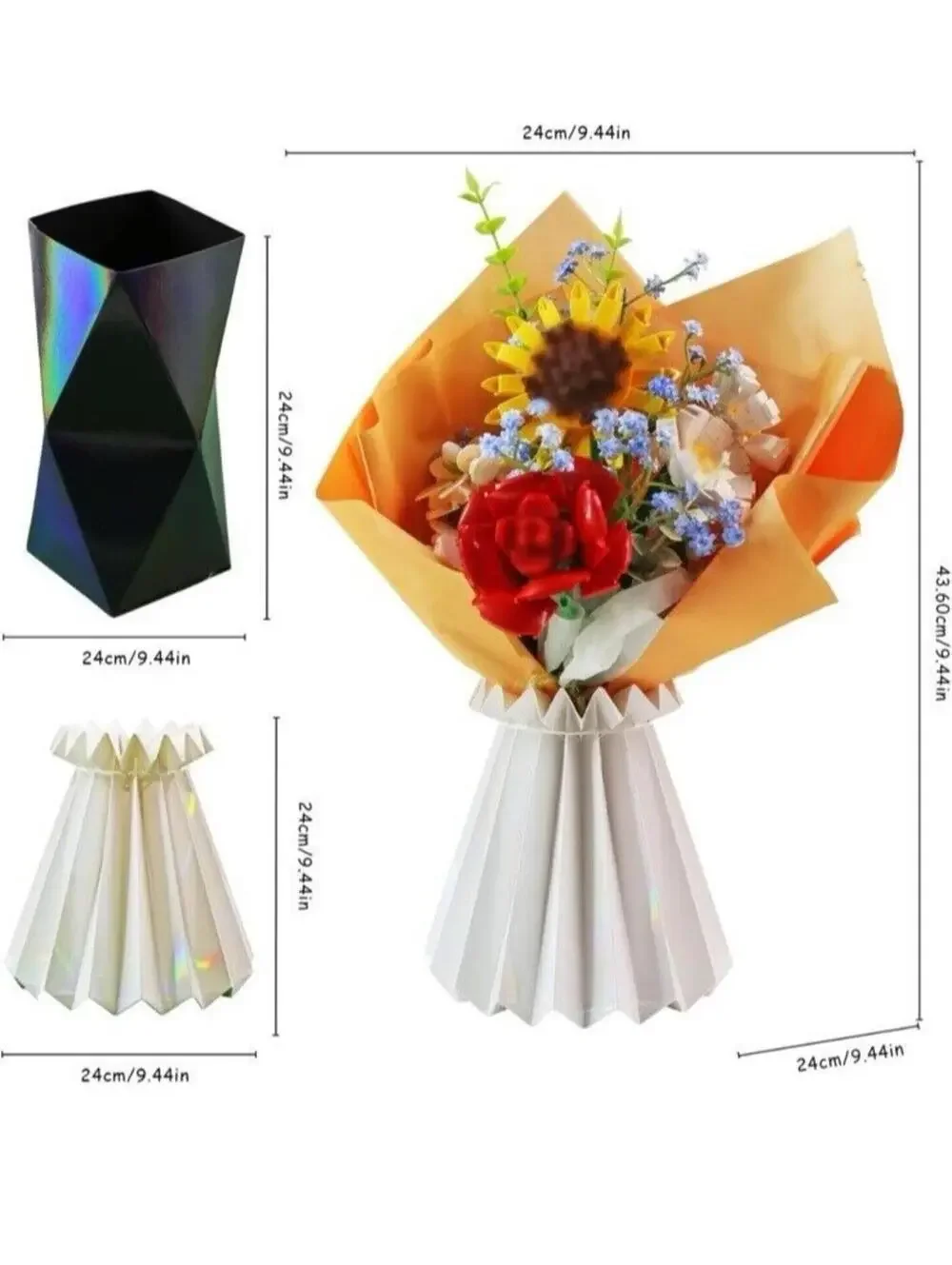 Flowers Bloom Blocks Bouquet Making Kit with Cute Roses and Sunflowers, New